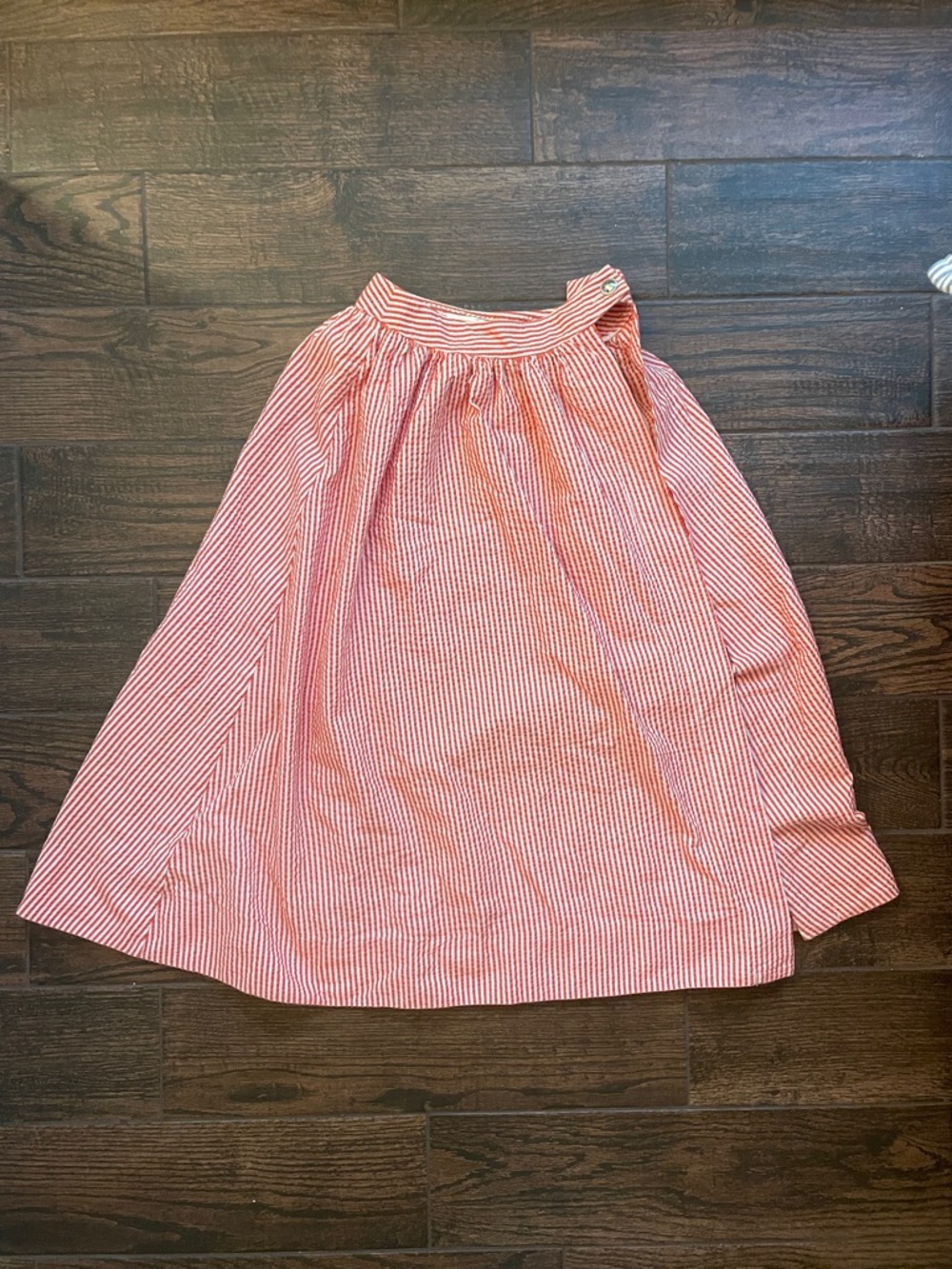 Anthropologie Red and White Striped A-Line Skirt
